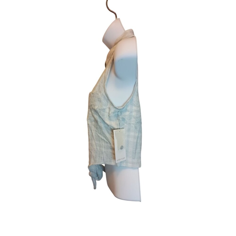 Ultra Flirt Women's Collared Plaid Sleeveless Front Tie Top Shirt Sz. XS - Picture 6 of 8